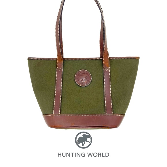 Hunting World Handbags - Hunting World Leather & Canvas Olive Tote
